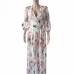 5Sexy V Neck Print Button Up Maxi Dress