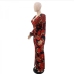 5Sexy V Neck Print Long Sleeve Maxi Dress