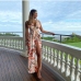 4Sexy V Neck Print One Piece Maxi Dress