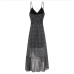 13Sexy V Neck Print Ruffles Sleeveless Maxi Dress