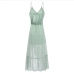 17Sexy V Neck Print Ruffles Sleeveless Maxi Dress