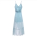 19Sexy V Neck Print Ruffles Sleeveless Maxi Dress