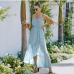 21Sexy V Neck Print Ruffles Sleeveless Maxi Dress