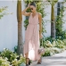 3Sexy V Neck Print Ruffles Sleeveless Maxi Dress