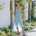 8Sexy V Neck Print Ruffles Sleeveless Maxi Dress