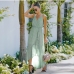 10Sexy V Neck Print Ruffles Sleeveless Maxi Dress