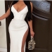 3Sexy V Neck Slit Backless Sleeveless Maxi Dress