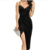 8Sexy V Neck Slit Night Club Maxi Dress