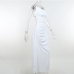 13Sexy White Slit Backless Ruched Maxi Dress