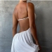 5Sexy White Slit Backless Ruched Maxi Dress