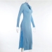 8Simple V Neck Full Sleeve Maxi Dress