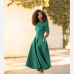 4Solid Green Half Sleeve Maxi Dresses For Women