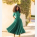 5Solid Green Half Sleeve Maxi Dresses For Women