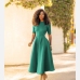 1Solid Green Half Sleeve Maxi Dresses For Women