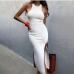 3Solid High Slit Sleeveless Maxi Dress