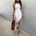 1Solid High Slit Sleeveless Maxi Dress