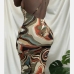 4Spaghetti Strap  Printed Backless Sleeveless Dresses