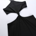 7Street Black Backless Hollow Out Halter Maxi Dress