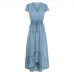 14Summer Chiffon Short Sleeve Ruffles Maxi Dresses