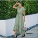 16Summer Chiffon Short Sleeve Ruffles Maxi Dresses