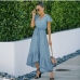 5Summer Chiffon Short Sleeve Ruffles Maxi Dresses