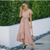 7Summer Chiffon Short Sleeve Ruffles Maxi Dresses