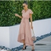 8Summer Chiffon Short Sleeve Ruffles Maxi Dresses