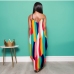 3Summer Color Block Spaghetti Strap Maxi Dresses