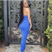 8Summer Sexy Backless Ruched Maxi Dress