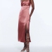 3Summer Solid Zipper Up  Spaghetti Strap  Ladies Maxi Dress