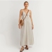 4Summer Trends Cotton Linen Halter Backless Long Dress