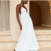 5Summer Trends Cotton Linen Halter Backless Long Dress