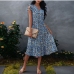 5Summer V Neck Cap Sleeve Floral Maxi Dress