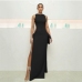 12Temperament Hollow Out Sleeveless Slit Maxi Dress