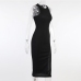 11Temperament Pure Color Crew Neck Slit Dresses