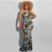 6Tie-Wrap Printed Backless Sleeveless Maxi Dresses