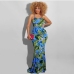 10Tie-Wrap Printed Backless Sleeveless Maxi Dresses