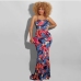 1Tie-Wrap Printed Backless Sleeveless Maxi Dresses