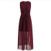 14V Neck Solid Sleeveless Maxi Dress For Women