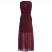 15V Neck Solid Sleeveless Maxi Dress For Women