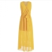 16V Neck Solid Sleeveless Maxi Dress For Women