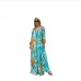 4Vacation Style Printing Chiffon Long Sleeve Maxi Dress