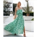 1Vacation Style Strapless Hem Slit Maxi Dresses