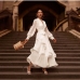3Vintage White Ruffles Long Sleeve Maxi Dress