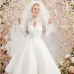 1White Long Sleeve Lace Bride Wedding Dress