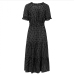 13Women Ruffles Off The Shoulder Dots Print Maxi Dress