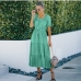 19Women Ruffles Off The Shoulder Dots Print Maxi Dress