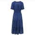 6Women Ruffles Off The Shoulder Dots Print Maxi Dress