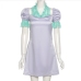 9 Contrast Color Patchwork Puff Sleeve Sheath Dress