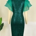 4 Ladies Sequined Knee Length Plus Size Prom Dresses